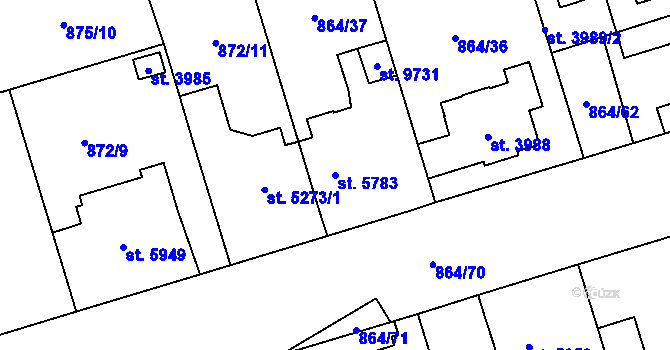 Parcela st. 5783 v KÚ Pardubice, Katastrální mapa