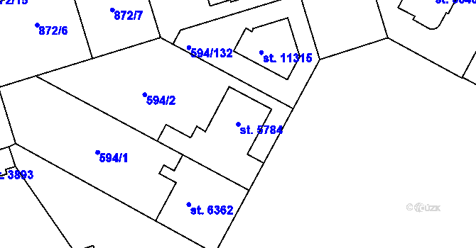 Parcela st. 5784 v KÚ Pardubice, Katastrální mapa