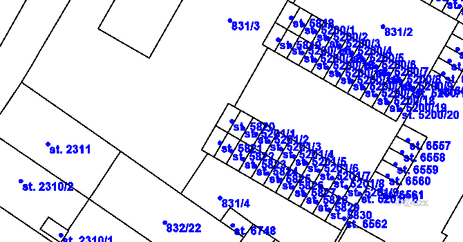 Parcela st. 5820 v KÚ Pardubice, Katastrální mapa