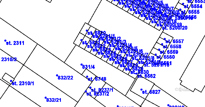 Parcela st. 5825 v KÚ Pardubice, Katastrální mapa