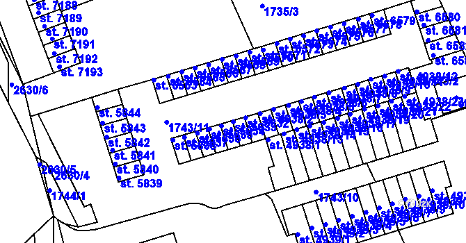 Parcela st. 5833 v KÚ Pardubice, Katastrální mapa