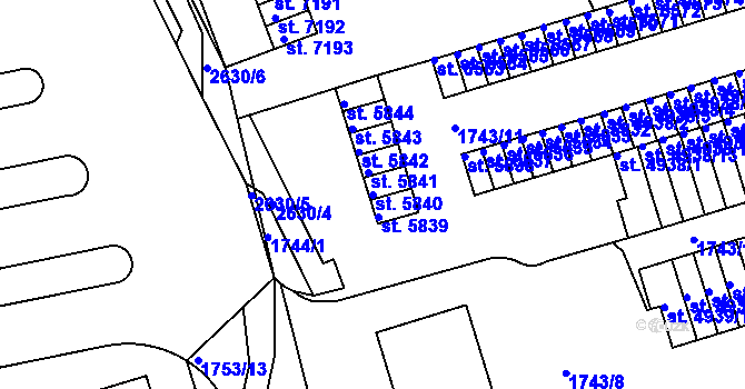 Parcela st. 5840 v KÚ Pardubice, Katastrální mapa