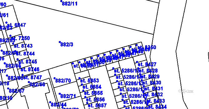 Parcela st. 5847 v KÚ Pardubice, Katastrální mapa