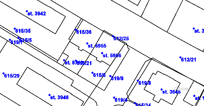 Parcela st. 5956 v KÚ Pardubice, Katastrální mapa