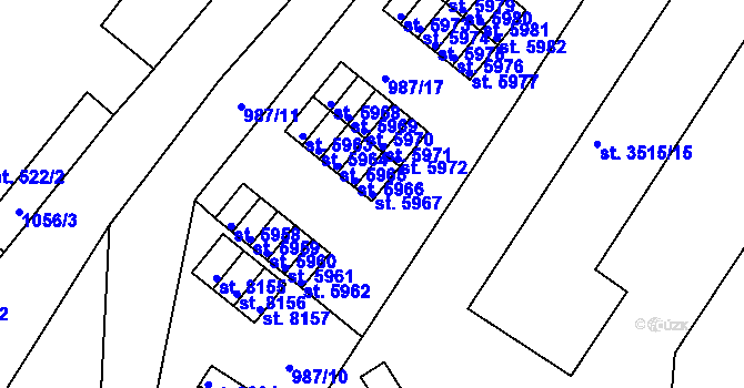 Parcela st. 5967 v KÚ Pardubice, Katastrální mapa