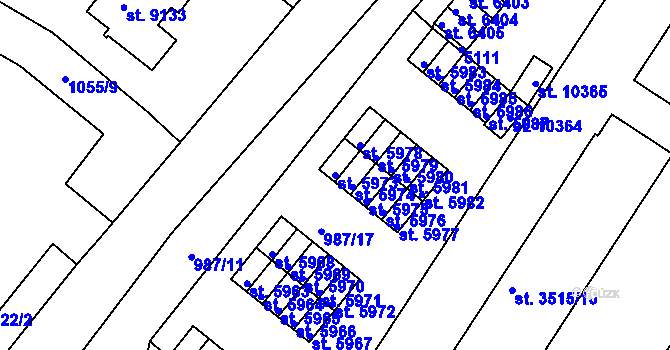 Parcela st. 5973 v KÚ Pardubice, Katastrální mapa