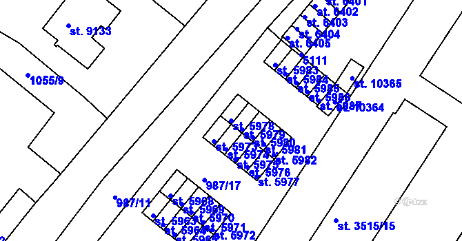 Parcela st. 5978 v KÚ Pardubice, Katastrální mapa