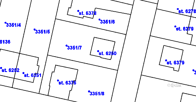 Parcela st. 6250 v KÚ Pardubice, Katastrální mapa