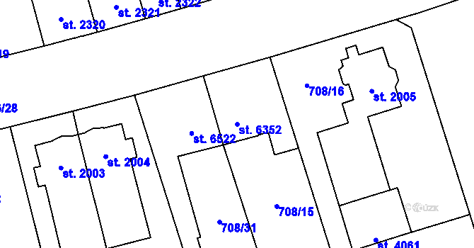 Parcela st. 6352 v KÚ Pardubice, Katastrální mapa