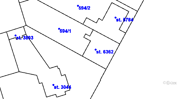 Parcela st. 6362 v KÚ Pardubice, Katastrální mapa