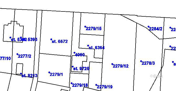 Parcela st. 6364 v KÚ Pardubice, Katastrální mapa