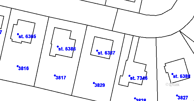 Parcela st. 6387 v KÚ Pardubice, Katastrální mapa