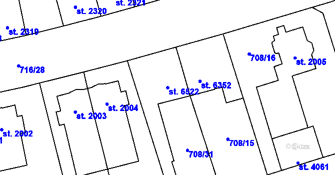 Parcela st. 6522 v KÚ Pardubice, Katastrální mapa
