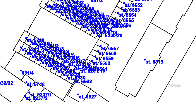 Parcela st. 6558 v KÚ Pardubice, Katastrální mapa