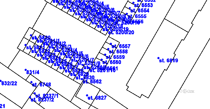 Parcela st. 6559 v KÚ Pardubice, Katastrální mapa