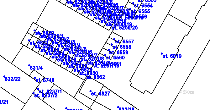 Parcela st. 6560 v KÚ Pardubice, Katastrální mapa
