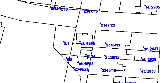 Parcela st. 6595 v KÚ Pardubice, Katastrální mapa
