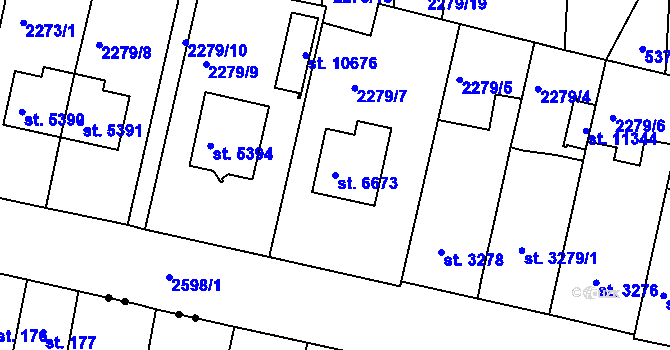 Parcela st. 6673 v KÚ Pardubice, Katastrální mapa