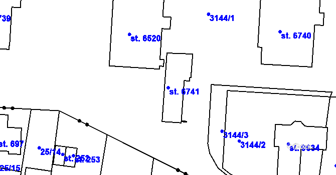 Parcela st. 6741 v KÚ Pardubice, Katastrální mapa