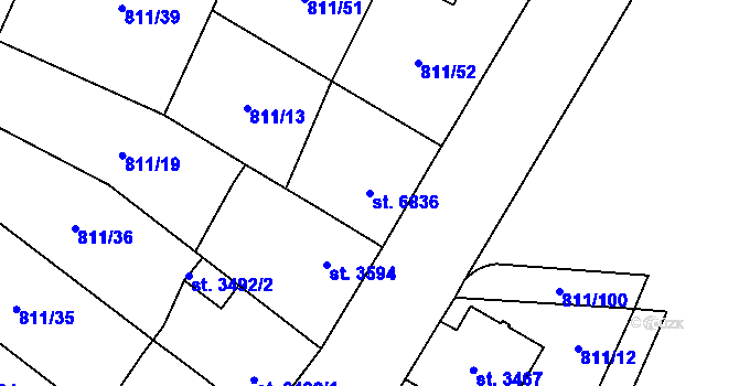 Parcela st. 6836 v KÚ Pardubice, Katastrální mapa