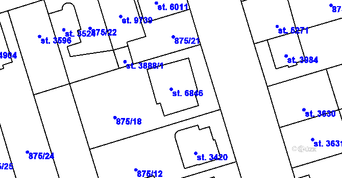 Parcela st. 6846 v KÚ Pardubice, Katastrální mapa