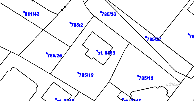 Parcela st. 6859 v KÚ Pardubice, Katastrální mapa