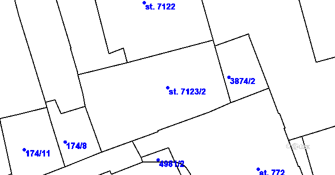 Parcela st. 7123/2 v KÚ Pardubice, Katastrální mapa