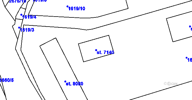 Parcela st. 7140 v KÚ Pardubice, Katastrální mapa