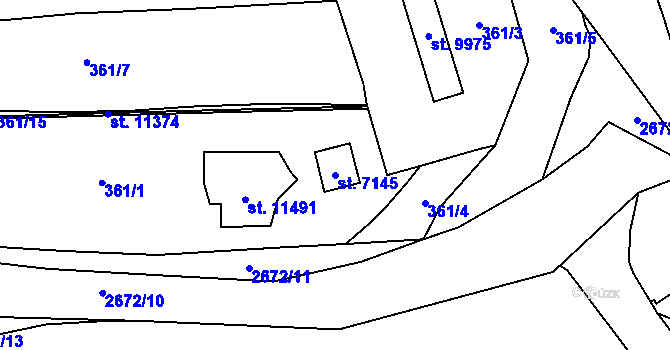 Parcela st. 7145 v KÚ Pardubice, Katastrální mapa