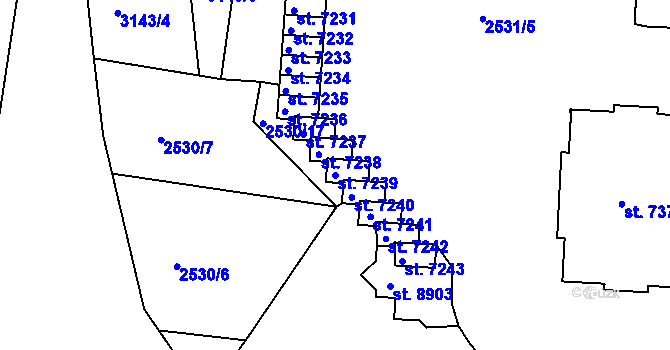 Parcela st. 7239 v KÚ Pardubice, Katastrální mapa