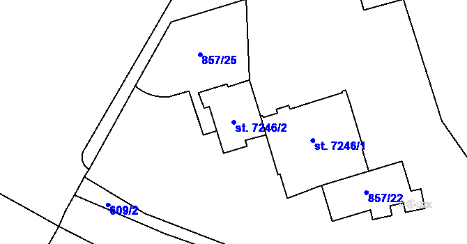 Parcela st. 7246/2 v KÚ Pardubice, Katastrální mapa