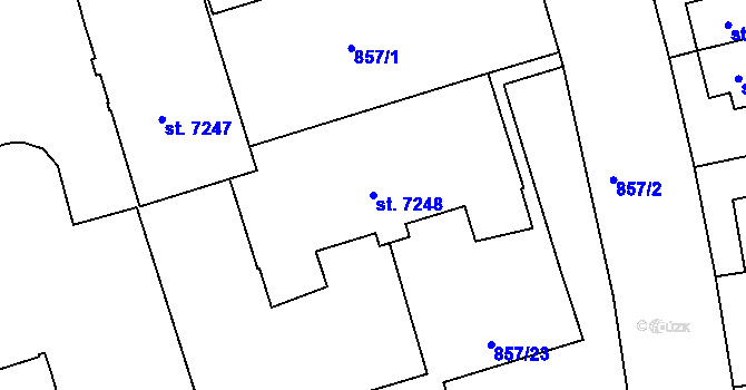 Parcela st. 7248 v KÚ Pardubice, Katastrální mapa