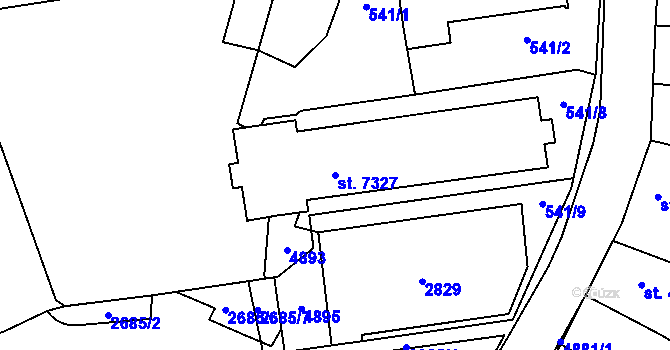 Parcela st. 7327 v KÚ Pardubice, Katastrální mapa