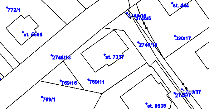 Parcela st. 7337 v KÚ Pardubice, Katastrální mapa
