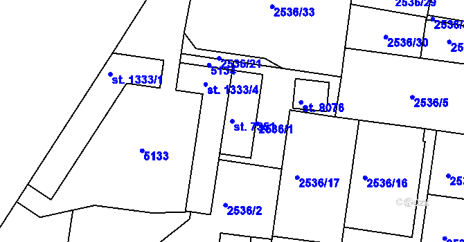 Parcela st. 7351 v KÚ Pardubice, Katastrální mapa