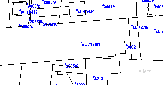 Parcela st. 7376/1 v KÚ Pardubice, Katastrální mapa