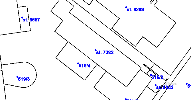 Parcela st. 7382 v KÚ Pardubice, Katastrální mapa