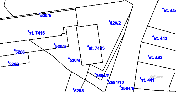 Parcela st. 7415 v KÚ Pardubice, Katastrální mapa