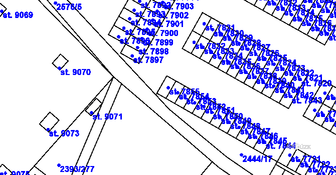 Parcela st. 7855 v KÚ Pardubice, Katastrální mapa