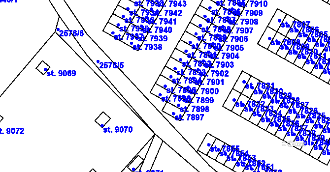 Parcela st. 7895 v KÚ Pardubice, Katastrální mapa