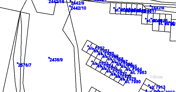 Parcela st. 7972 v KÚ Pardubice, Katastrální mapa