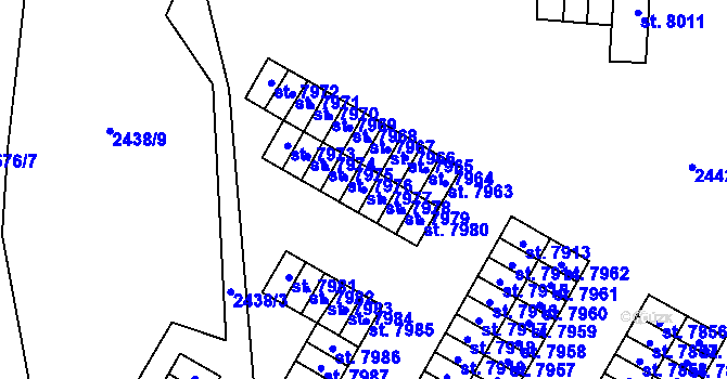 Parcela st. 7977 v KÚ Pardubice, Katastrální mapa