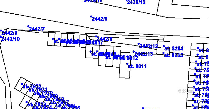 Parcela st. 8014 v KÚ Pardubice, Katastrální mapa