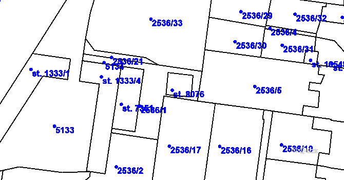 Parcela st. 8076 v KÚ Pardubice, Katastrální mapa