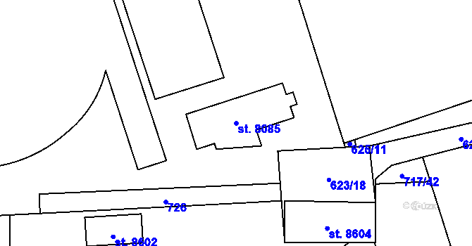 Parcela st. 8085 v KÚ Pardubice, Katastrální mapa