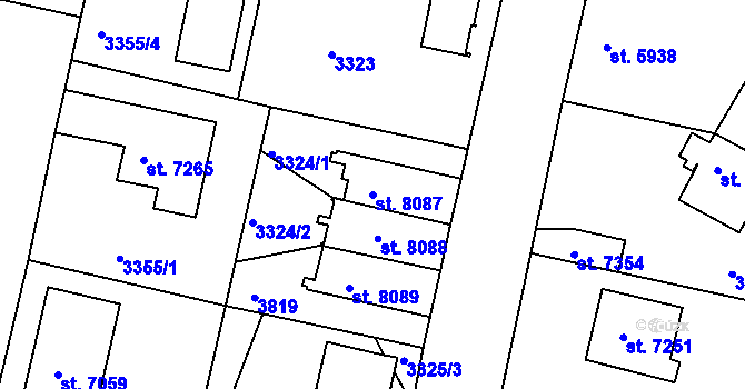 Parcela st. 8087 v KÚ Pardubice, Katastrální mapa