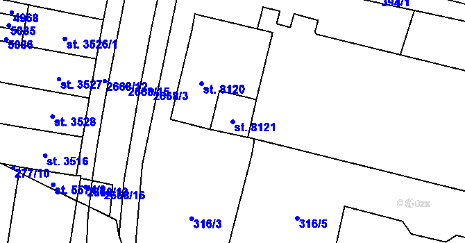 Parcela st. 8121 v KÚ Pardubice, Katastrální mapa