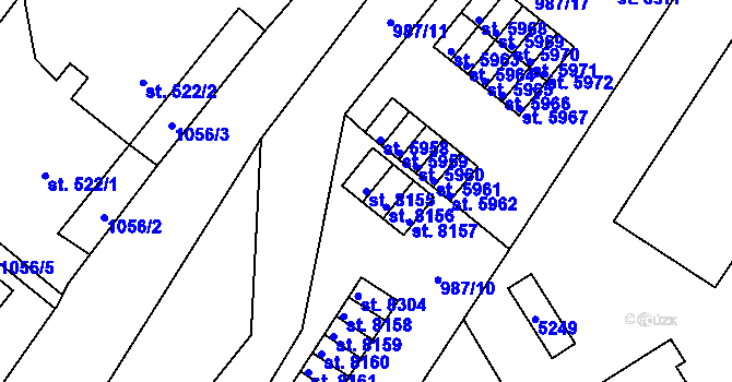 Parcela st. 8155 v KÚ Pardubice, Katastrální mapa