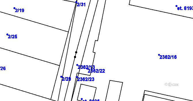 Parcela st. 8195 v KÚ Pardubice, Katastrální mapa