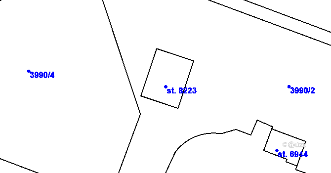 Parcela st. 8223 v KÚ Pardubice, Katastrální mapa